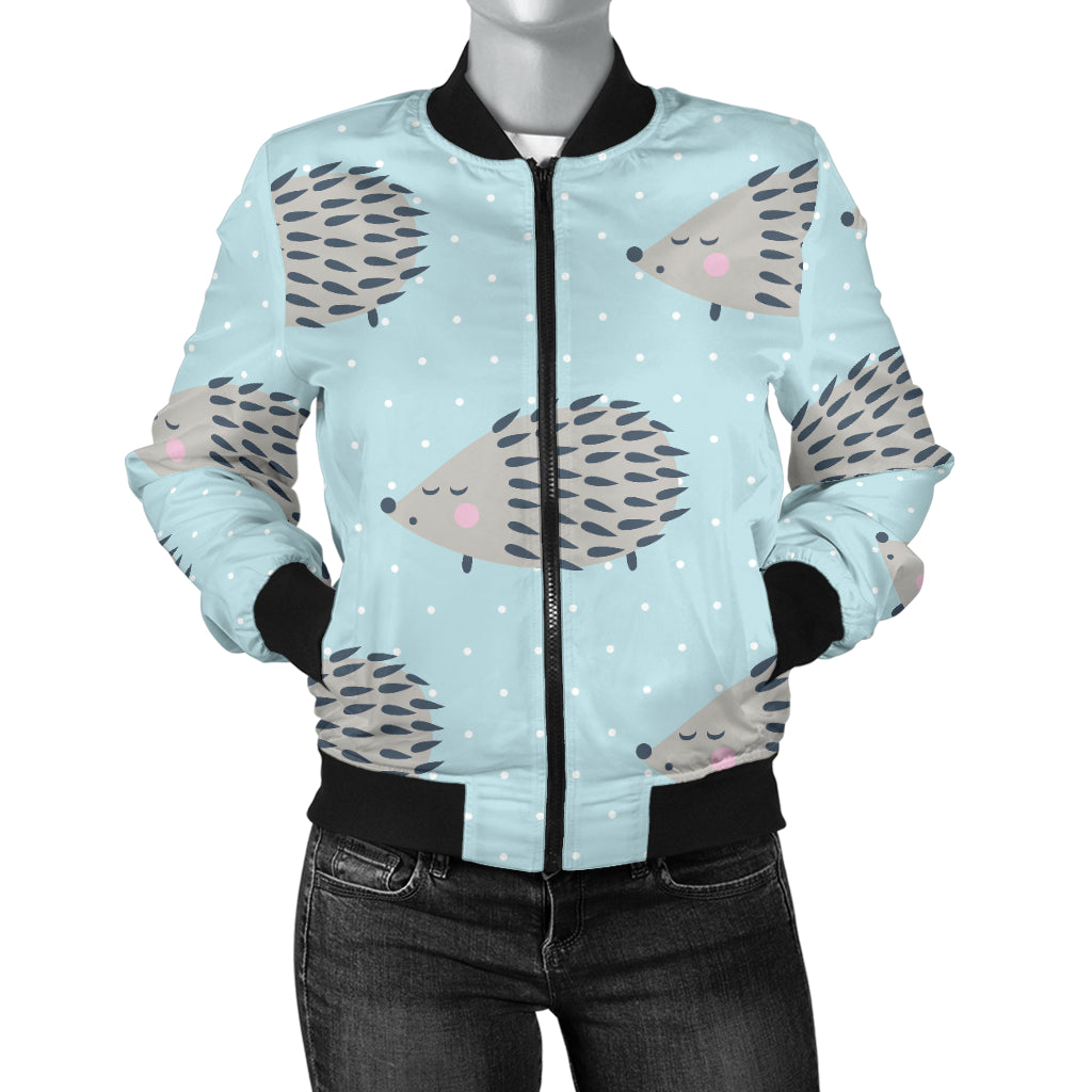 Hedgehog Pattern Print Design 02 Women's Bomber Jacket