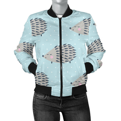 Hedgehog Pattern Print Design 02 Women's Bomber Jacket
