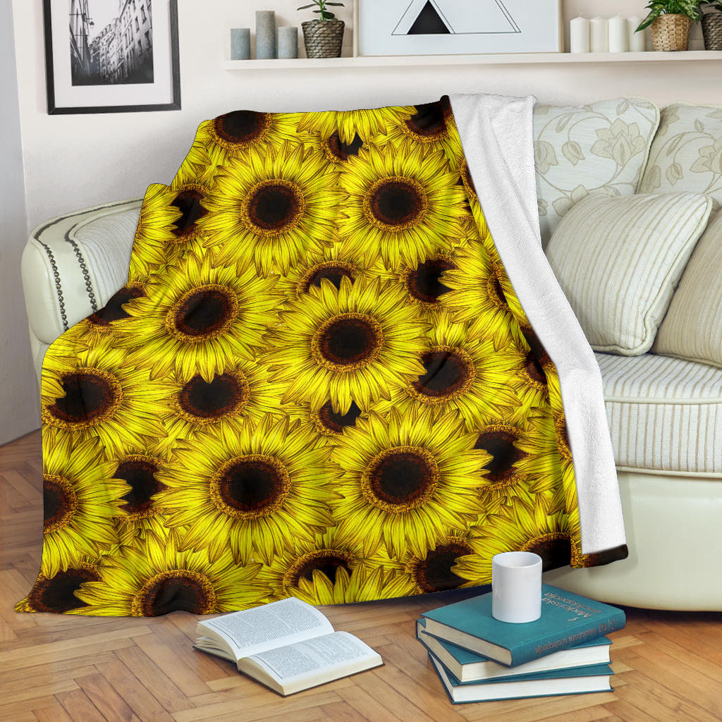 Sunflower Pattern Print Design SF011 Fleece Blanket