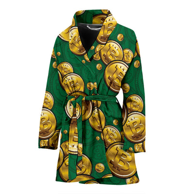 Bitcoin Pattern Print Design DO02 Women Bathrobe