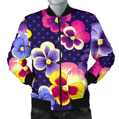 Pansy Pattern Print Design PS04 Men Bomber Jacket