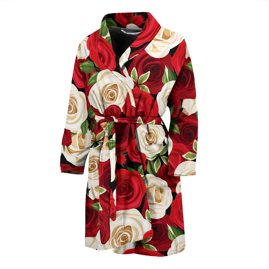 Rose Pattern Print Design RO06 Men Bathrobe