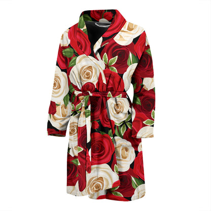 Rose Pattern Print Design RO06 Men Bathrobe