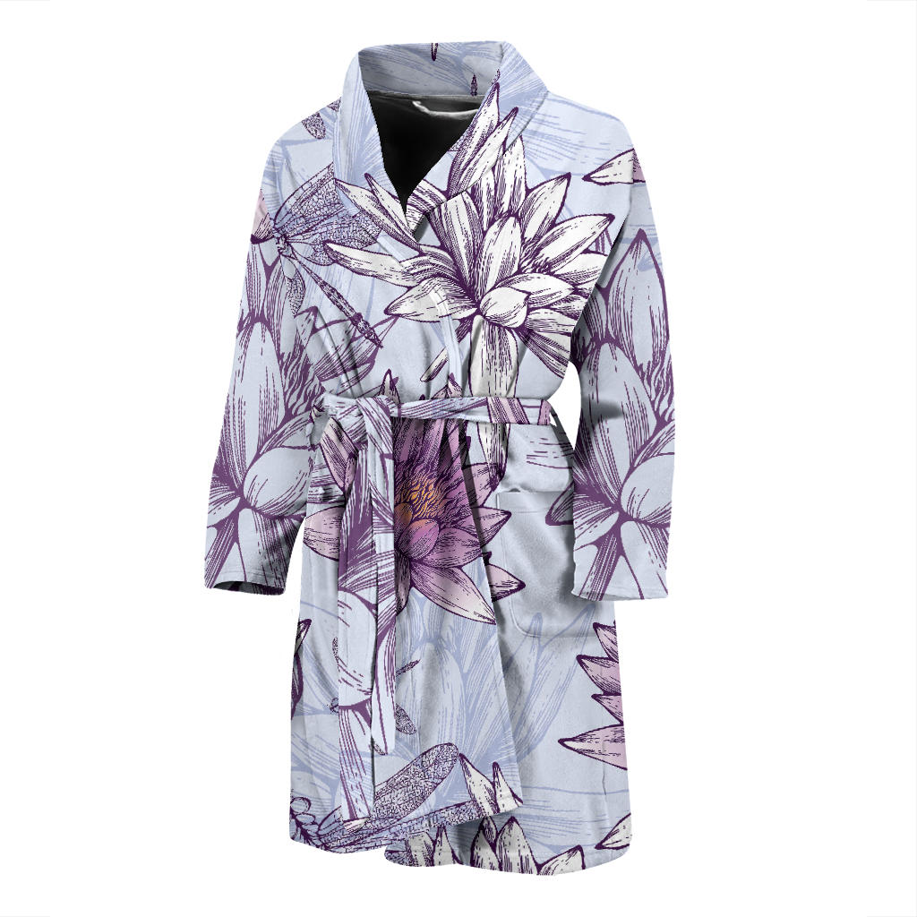 Water Lily Pattern Print Design WL01 Men Bathrobe
