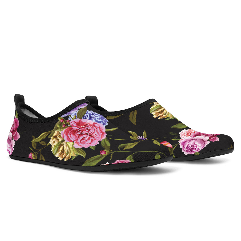 Carnations Pattern Print Design CN05 Aqua Water Shoes