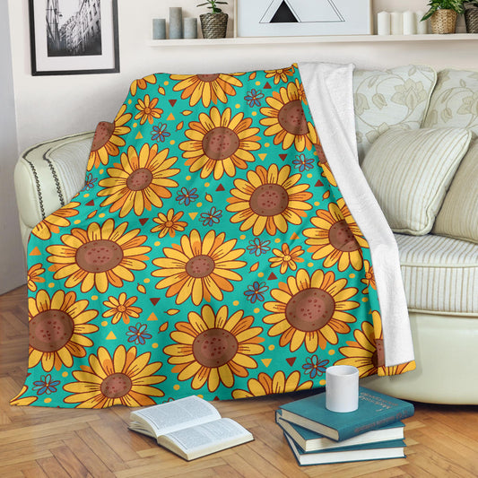 Sunflower Pattern Print Design SF013 Fleece Blanket