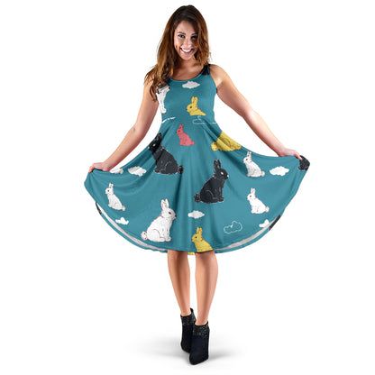 Rabbit Pattern Print Design RB014 Midi Dress