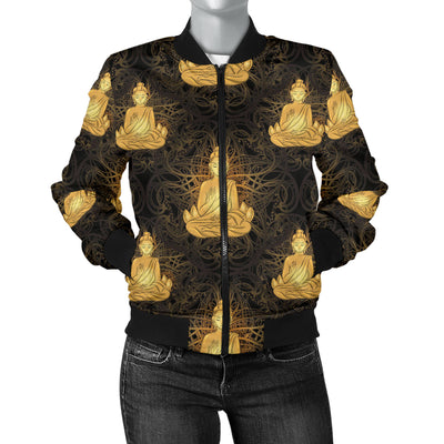 Buddha Pattern Print Design 02 Women's Bomber Jacket