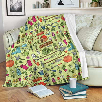 Gardening Pattern Print Design G02 Fleece Blanket