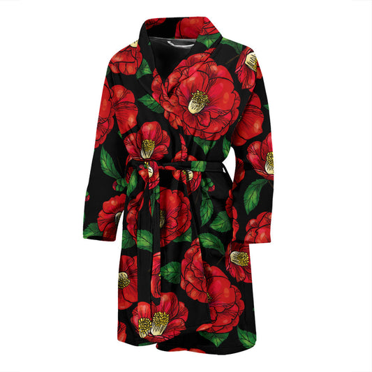Camellia Pattern Print Design CM07 Men Bathrobe
