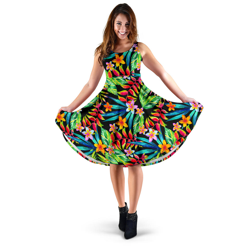 Heliconia Pattern Print Design HL09 Midi Dress