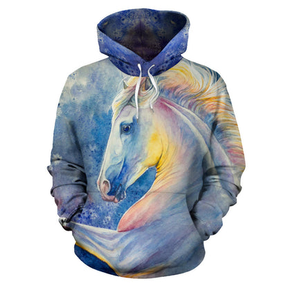 Colorful white Horse Pullover Hoodie