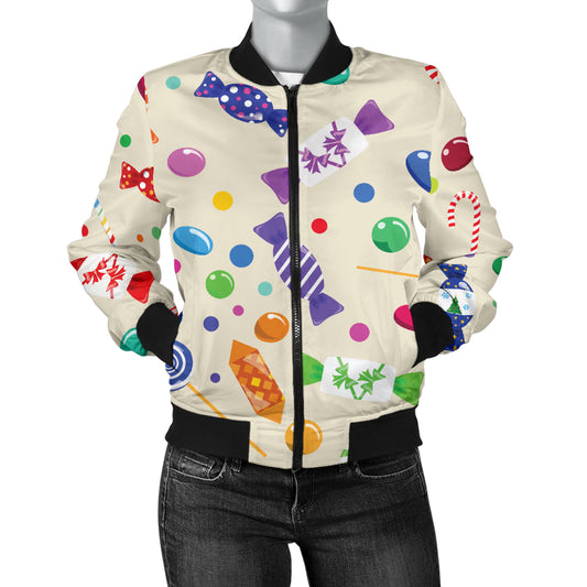 Candy Pattern Print Design 04 Women's Bomber Jacket