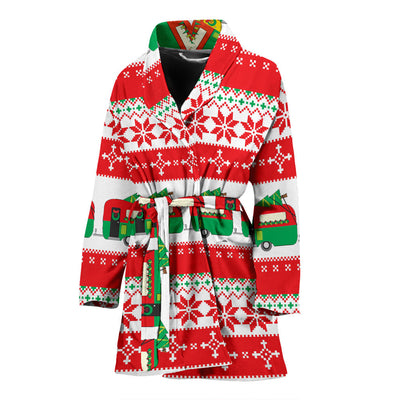 Camper Camping Ugly Christmas Design Print Women Bathrobe