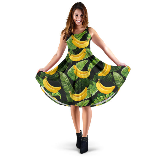 Banana Pattern Print Design BA01 Midi Dress