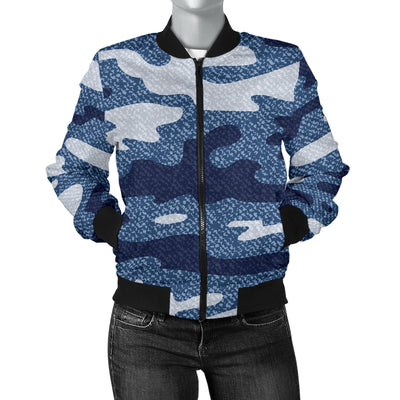 Jean Camouflage Pattern Print Design 05 Women's Bomber Jacket