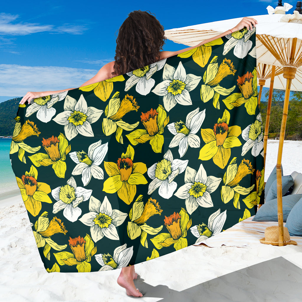 Daffodils Pattern Print Design DF02 Sarong Pareo Wrap