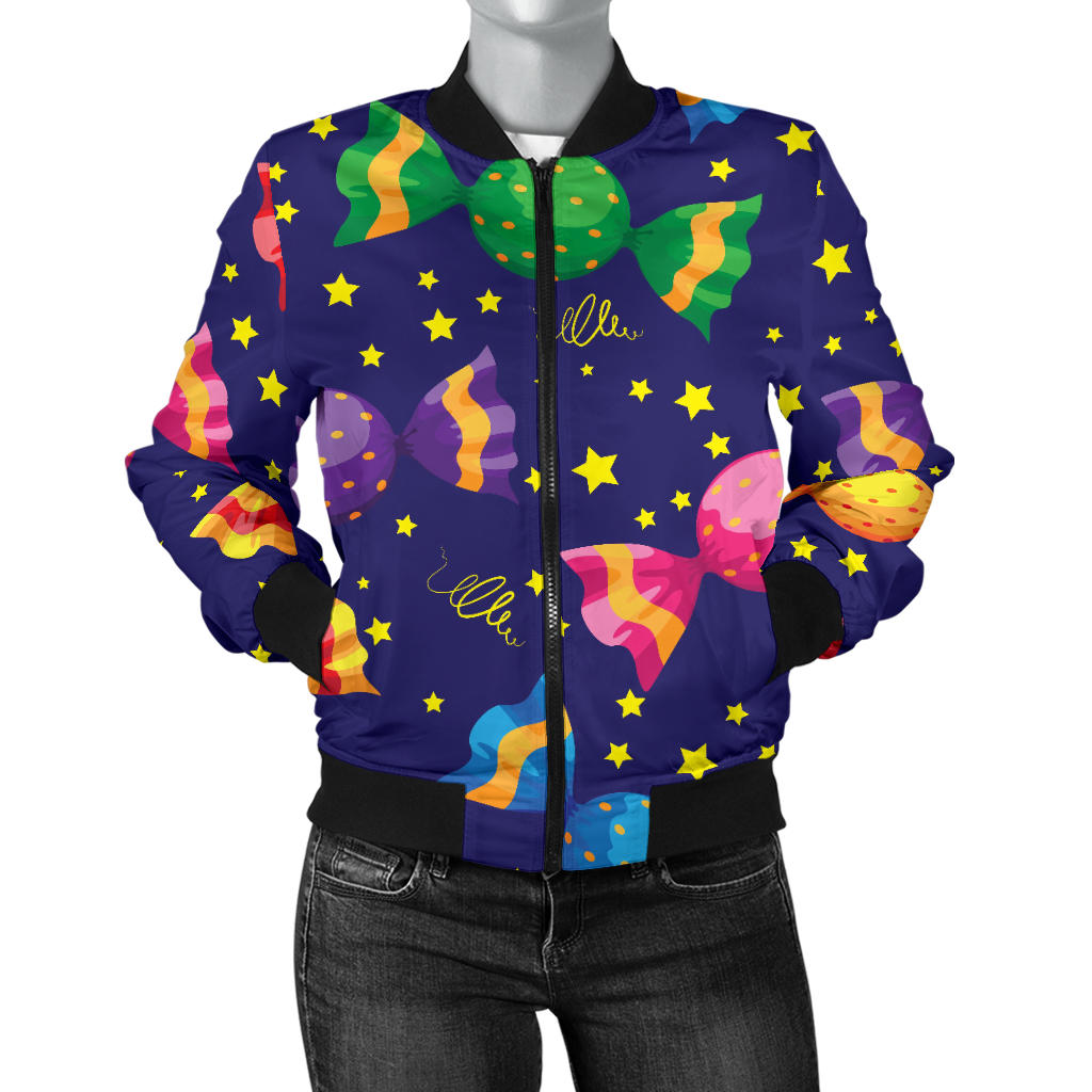 Candy Pattern Print Design CA06 Women Bomber Jacket