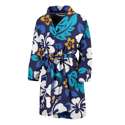 Hibiscus Pattern Print Design HB030 Men Bathrobe