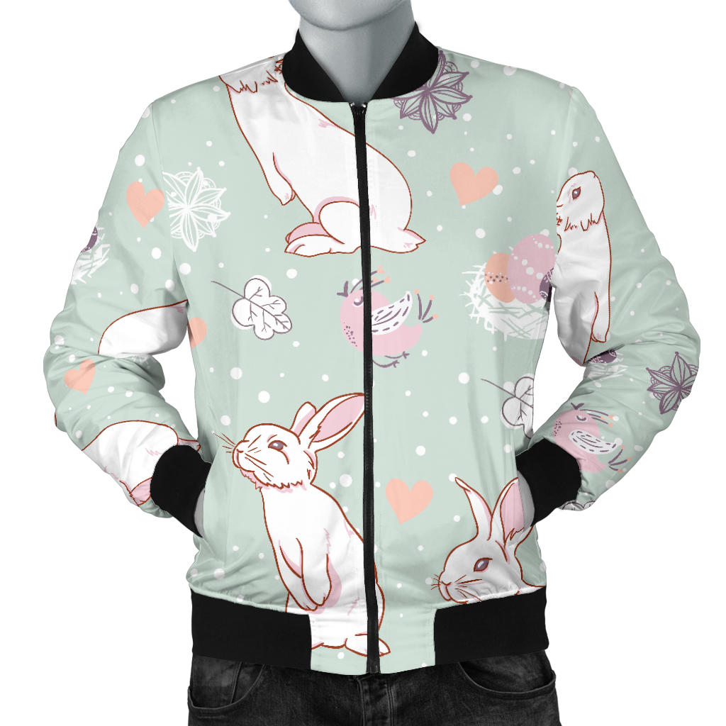 Rabbit Pattern Print Design RB011 Men Bomber Jacket