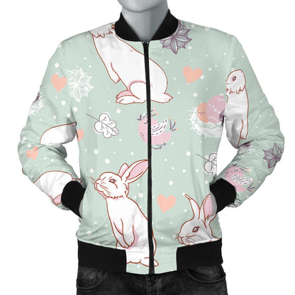 Rabbit Pattern Print Design RB011 Men Bomber Jacket