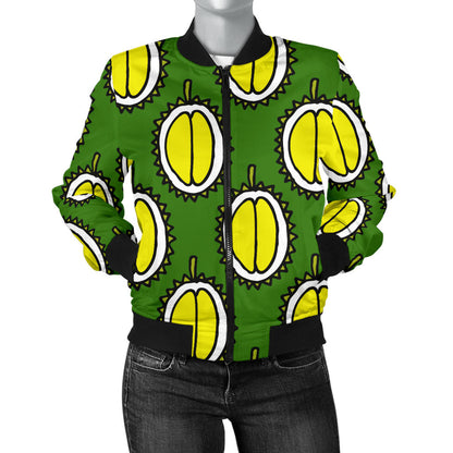 Durian Pattern Print Design DR01 Women Bomber Jacket