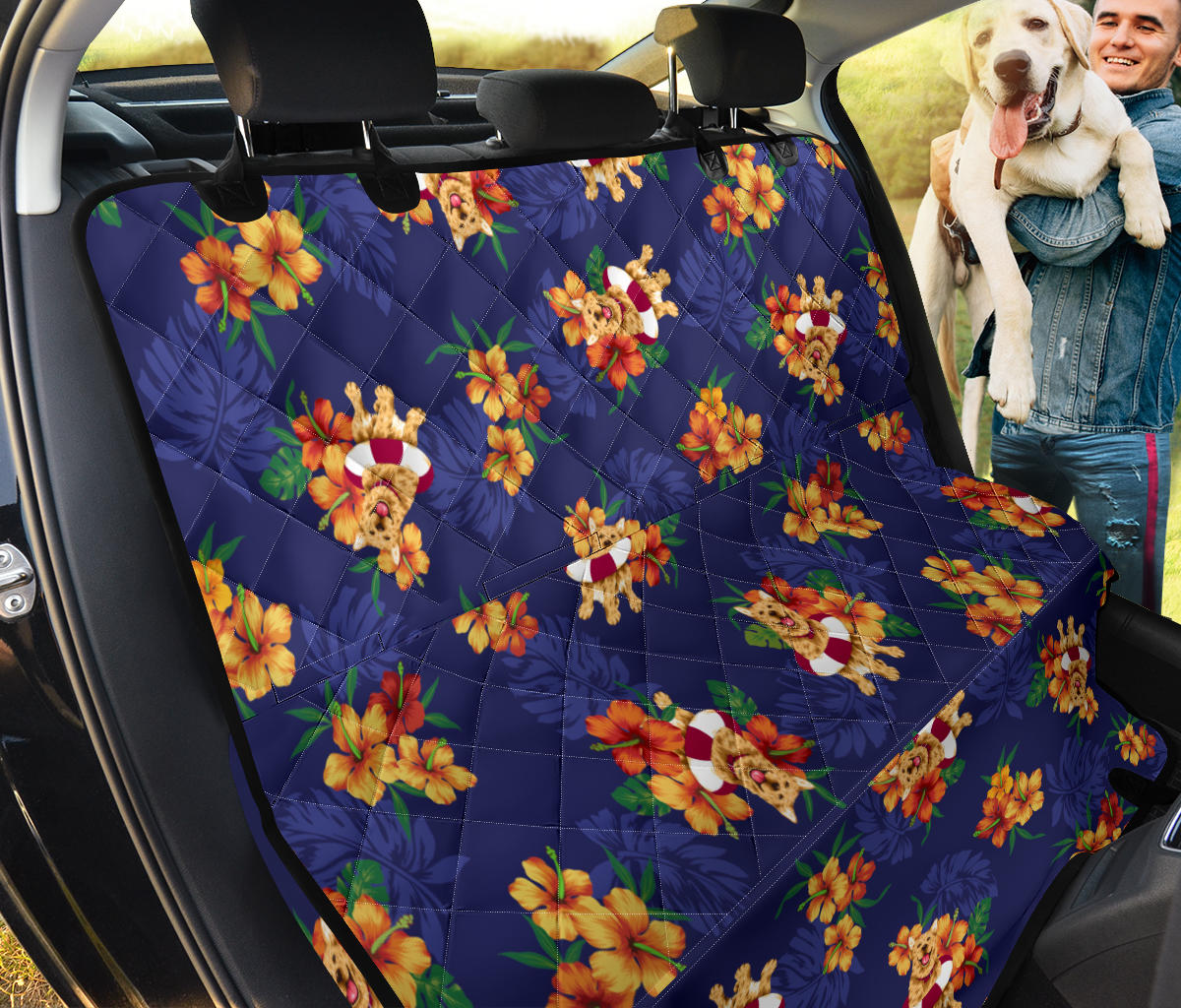 Hawaiian Themed Pattern Print Design H02 Rear Dog  Seat Cover