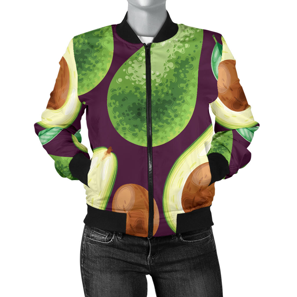 Avocado Pattern Print Design AC08 Women Bomber Jacket