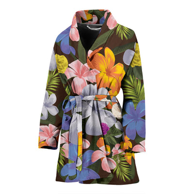 Plumeria Pattern Print Design PM03 Women Bathrobe