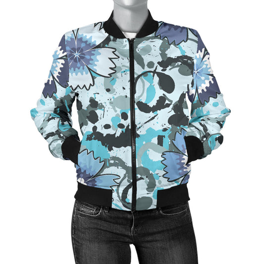 Carnations Pattern Print Design CN04 Women Bomber Jacket
