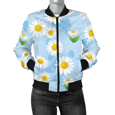 Daisy Pattern Print Design DS010 Women Bomber Jacket