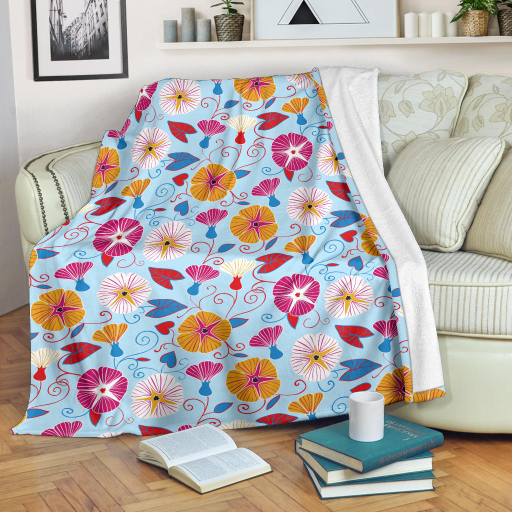 Morning Glory Pattern Print Design MG06 Fleece Blanket