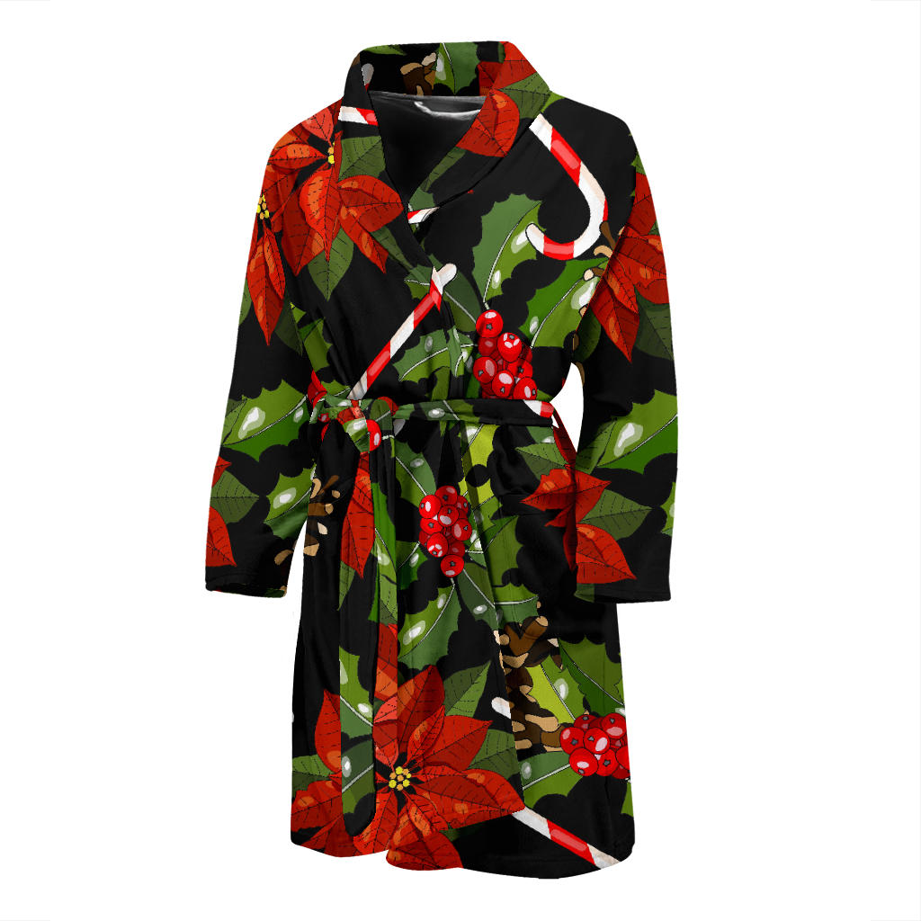 Poinsettia Pattern Print Design POT01 Men Bathrobe