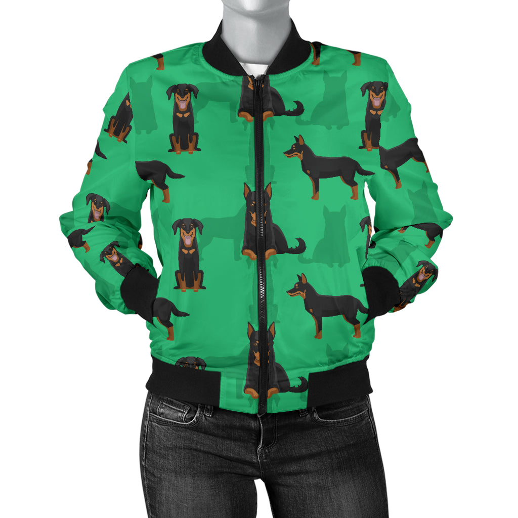 Beauceron Pattern Print Design 01 Women's Bomber Jacket