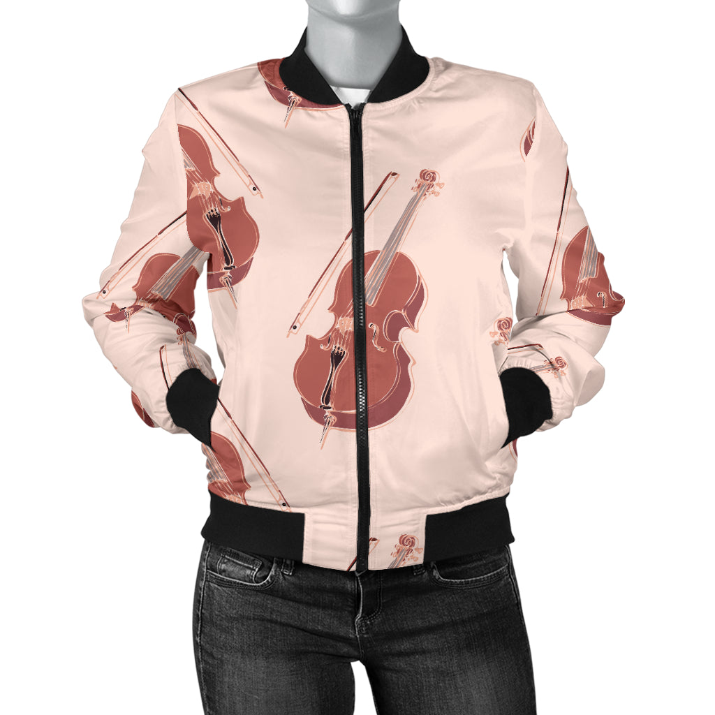 Cello Pattern Print Design 03 Women's Bomber Jacket