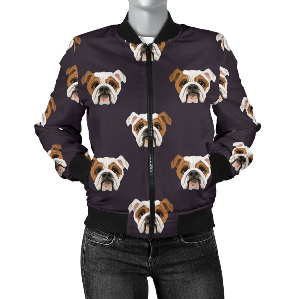 Bulldogs Pattern Print Design 03 Women's Bomber Jacket