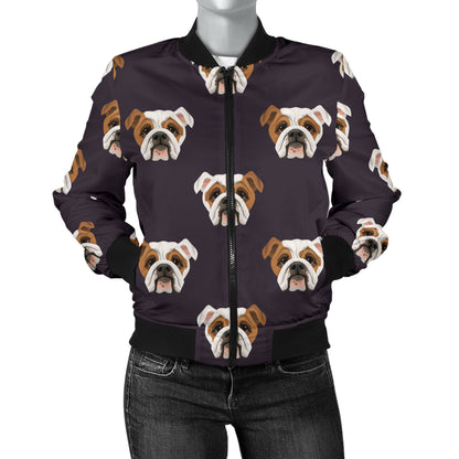 Bulldogs Pattern Print Design 03 Women's Bomber Jacket