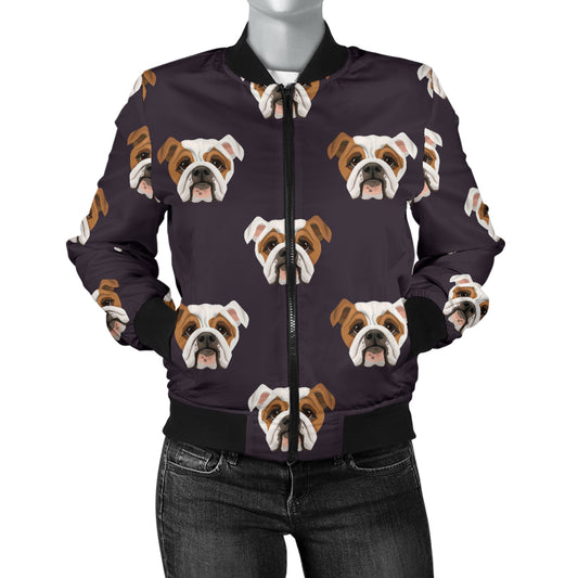 Bulldogs Pattern Print Design 03 Women's Bomber Jacket