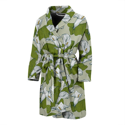 Lily Pattern Print Design LY08 Men Bathrobe