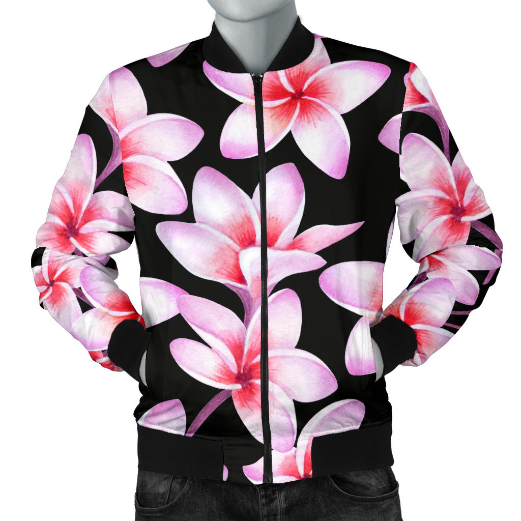 Pink Plumeria Pattern Print Design PM09 Men Bomber Jacket