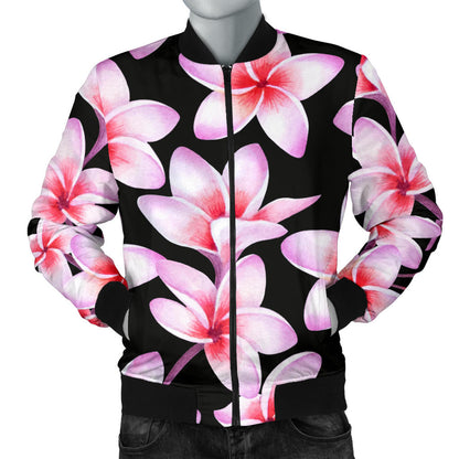 Pink Plumeria Pattern Print Design PM09 Men Bomber Jacket