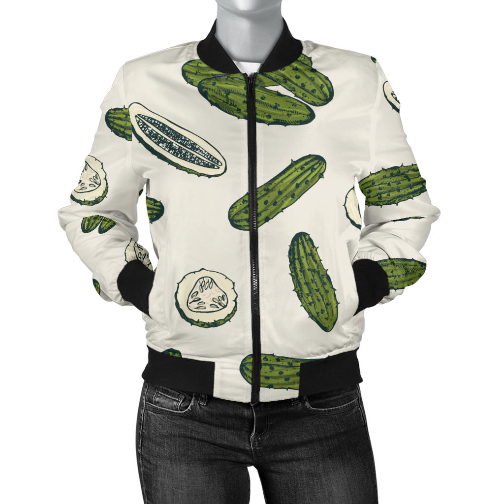 Cucumber Pattern Print Design CC05 Women Bomber Jacket