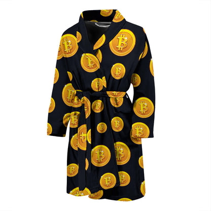 Bitcoin Pattern Print Design DO04 Men Bathrobe