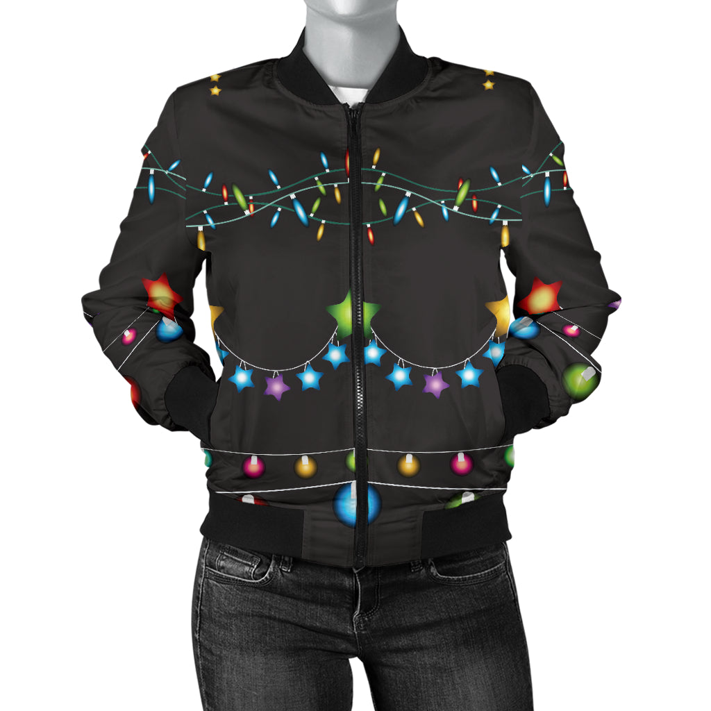 Christmas Light Pattern Print Design 01 Women's Bomber Jacket