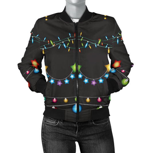 Christmas Light Pattern Print Design 01 Women's Bomber Jacket