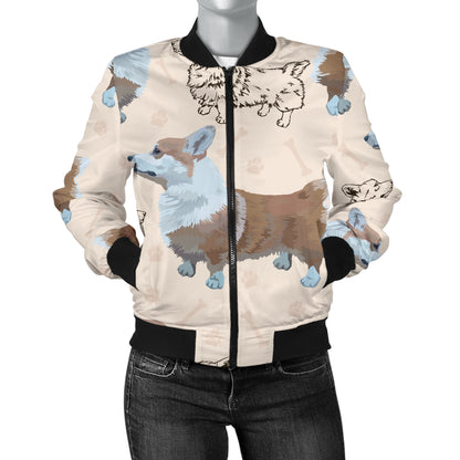 Pembroke Welsh Corgis Pattern Print Design A03 Women's Bomber Jacket