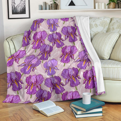 Iris Pattern Print Design IR05 Fleece Blanket