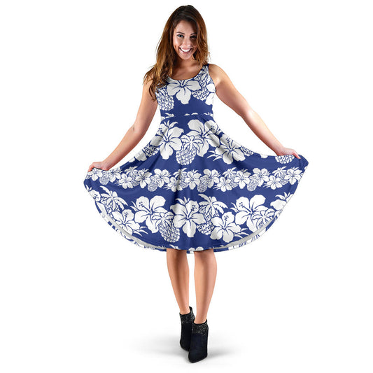 Hawaiian Themed Pattern Print Design H07 Midi Dress