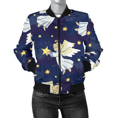 Angel Pattern Print Design 06 Women's Bomber Jacket