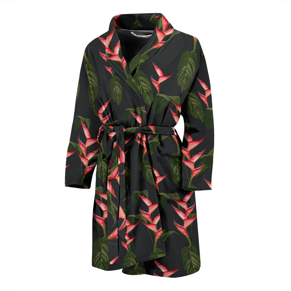 Heliconia Pattern Print Design HL07 Men Bathrobe